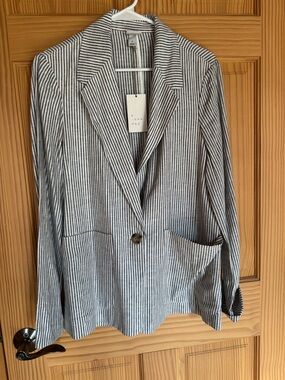 a new day Black & White Striped Blazer